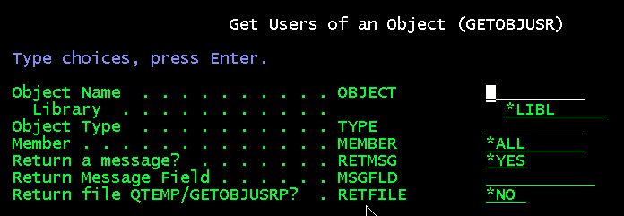 GetObjUsr Prompt