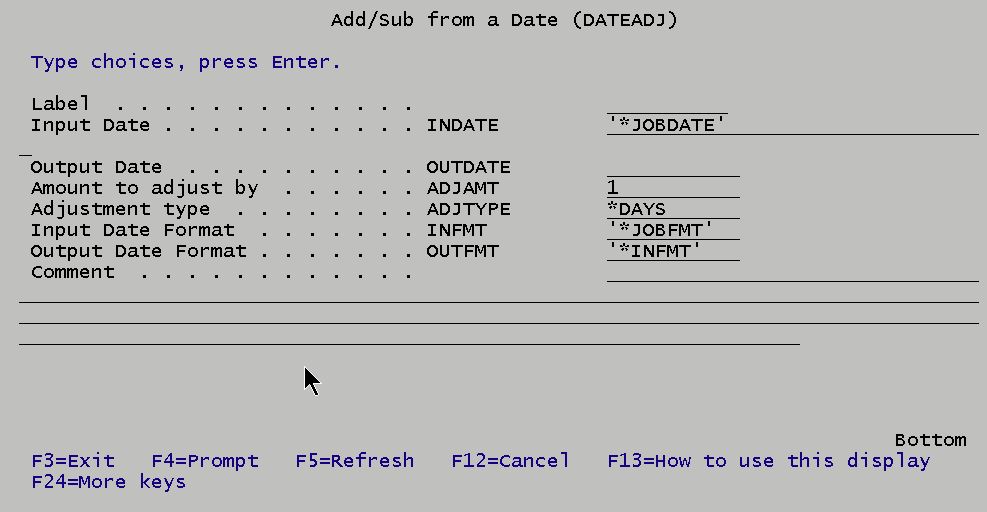 Prompted DATEADJ